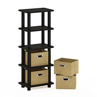 Image de Furinno Turn N Tube Rack Système à 4 Bacs, Bois dense, Espresso/Black, One Size