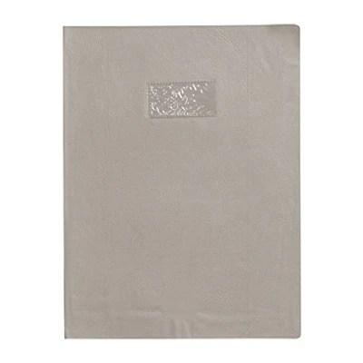 Image de Calligraphe 72313C Un Protège Cahier Grain Cuir Gris A4 21x29,7 cm 22/100ème avec Porte Étiquette PVC Opaque