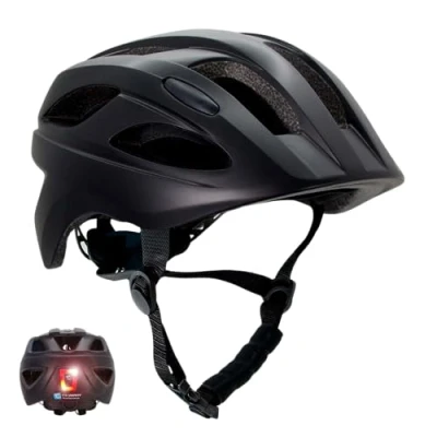 Image de Crazy Safety Casque vélo Enfant Cool S.W.A.T pour Enfants de 6 à 12 Ans vélo, Skateboard, Rollers Feu arrière Rechargeable par USB Ajustable 54 58 cm (Noir)