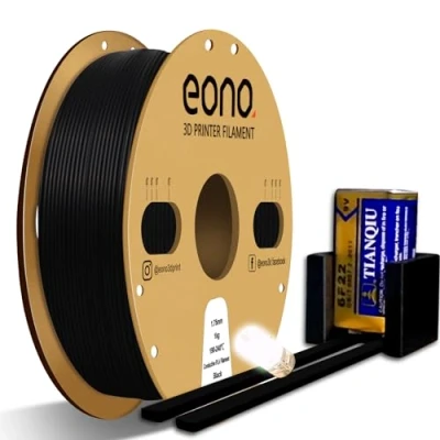 Image de EONO Filament PLA conducteur électrique 1,75 mm pour imprimante 3D 1 kg (2,2 lbs), précision dimensionnelle +/ 0,03 FDM, noir