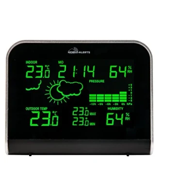 Image de MA 10920 Station météo connecté au système de surveillance domestique Mobile Alerts Transmission des alertes et valeurs via smartphone Affichage LED Différents modes d&#039;éclairage
