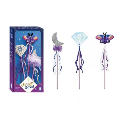 Image de Janod Magic School 3 Baguettes Magiques à Créer Activité Manuelle Kit de Loisirs Créatifs avec Rubans,Sequins et Fil Chenille Univers Jeu pour Enfant 7 Ans + J09136, Thème sorcières &amp; Magie