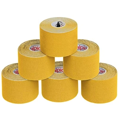 Image de ALPIDEX Ruban Adhésif de Kinésiologie 5 m x 5,0 cm Diverse Couleurs 1/3/ 6/12 rouleaux E Book Exemples D&#039;application Bandes Kinesiology Tape, Couleur:jaune, Quantité:6