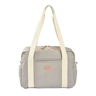 Image de BÉABA, Sac à Langer pour Bébé, Multiples Compartiments, 10 poches, Glissière trolley valises, Bandoulière, Pochette isotherme, Matelas Langer, Déperlant, Contenance 16L,Gris perle