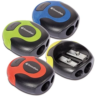 Image de Swordfish Taille crayon à double trou « Twin Soft Grip » [Lot de 1] Couleurs assorties [40289]