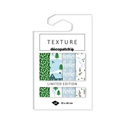 Image de Décopatch TD877C Noel Winter Pochette 4 feuilles assorties de papier imprimé Effet Foil Dorure à Chaud métallisé Customiser Moderniser DIY et Loisirs Créatifs 30x40 cm