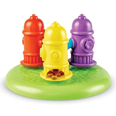 Image de BrightKins Puzzle Distributeur de friandises en Forme bouches d’Incendie tournantes pour Animaux Compagnie, Jouets interactifs Chiens, Jeu interactif d’Alimentation Lente, 3 Niveaux