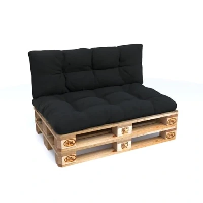 Image de POKAR Set de 2 Coussins Matelassé pour Palettes Euro: 1x Assise 120x80cm + Dossier 120x40cm, en Mousse formée à Froid, Canapé Jardin, Intérieur et Extérieur, sans Palette Noir