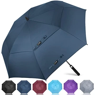 Image de ZOMAKE Grand Parapluie De Golf XXL Parapluies Grande Taille 2 3 Personnes Anti Tempete Extra Large Automatique Umbrella Double Canopée Homme Femme(Bleu Marin)