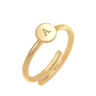 Image de Elli Bague Lettre A Réglable Basic Minimale Femme (925/1000) Argent Plaqué Or