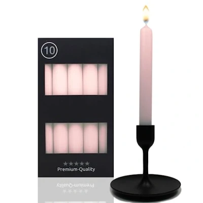 Image de Candelo ensemble de 10 bougies roses longues 18,5 cm avec une durée combustion 7,5 heures Idéal pour chandeliers et porte Parfait chaque occasion