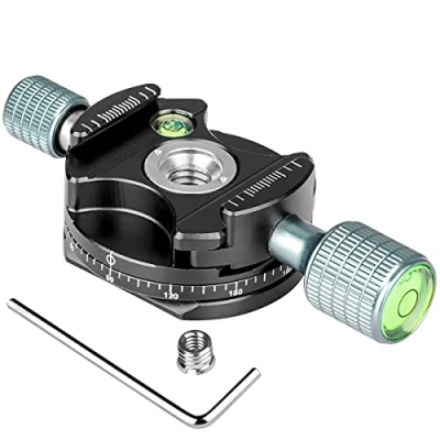 Image de koolehaoda 360 Mini tête panoramique Métal Clamp Compatible avec RRS / Arca Swiss Rotule Plateau Rapide, Caméra Trépied BallHead (H2 base de panoramique)