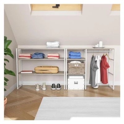 Image de MOB IN Lot de 2 portants vêtements sous combles Blanc modulables KADRA