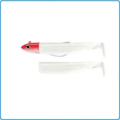 Image de Fiiish Lures Black Minnow Combo BM90 Leurre souple en vinyle pour canne à pêche spinning bars et autres poissons, 1 tête + 2 corps hameçon nº2, 10g OffShore BLANCO ROJO
