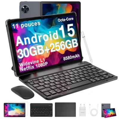 Image de DOOGEE U11 Pro Tablette Android 15, 11 Pouces 30GB RAM+256GB ROM/TF 2TB, Batterie 8580mAh,Tablette avec Clavier Unisoc T7200 90Hz,Netflix 1080P, Tactile 5G WiFi/13 MP/GPS/OTG/Face ID