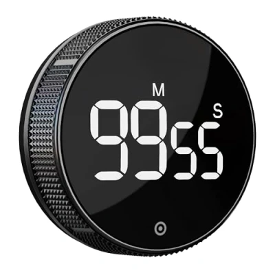 Image de Bluesnail minuterie de Cuisine, productivité avec Affichage numérique LED, Salle Classe à Domicile Gym Bureau Smart Timer, Volume et luminosité réglables efficana Timer (Noir)