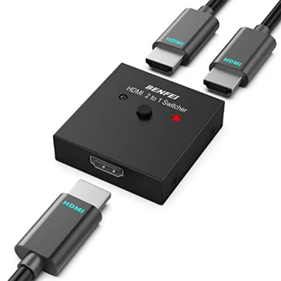 Image de BENFEI commutateur HDMI 4K, Switcher 2 Entrée 1 Sortie, Répartiteur de x 1/1 2. Prend en Charge 1080P pour Xbox PS4/5 Roku [Deux écrans ne fonctionnent Pas simultanément]