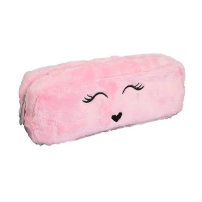 Image de EXACOMPTA Réf. 52840E Carton de 20 Trousses rectangulaires Fourrure en synthétique doublée Polyester Forme XL Rectangle dim 22,5x7,5cm Couleurs Bleu, Ivoire, Mauve, Rose