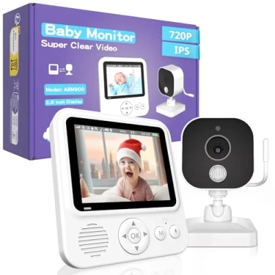 Image de OBVHNUA Babyphone Camera 2,8 Pouces Caméra Bebe 720P IPS LCD Moniteur Vidéo 2000mAh USB C BabyPhones avec Vision Nocturne Zoom VOX Communication Bidirectionnelle Capteur de Température 8 Berceuses