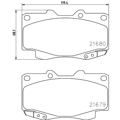 Image de HELLA 8DB 355 013 481 Jeu de plaquettes frein avec indicateur d&#039;usure TOYOTA: HILUX 3 Pick up, Pritsche/Fahrgestell (KUN1, TGN3, TGN2, TGN1