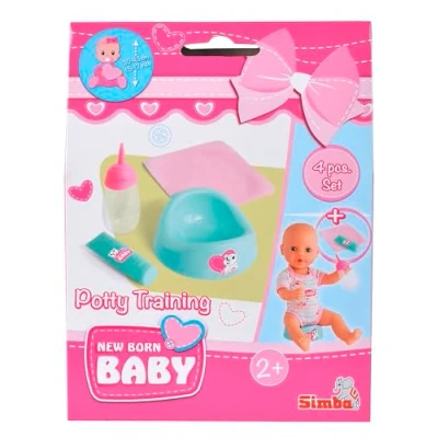 Image de Simba New Born Kit d&#039;apprentissage de la propreté pour bébé avec biberon, Chiffon et crème poupées 30 à 43 cm, 4 pièces, partir 2 Ans, 105560508, Blanc