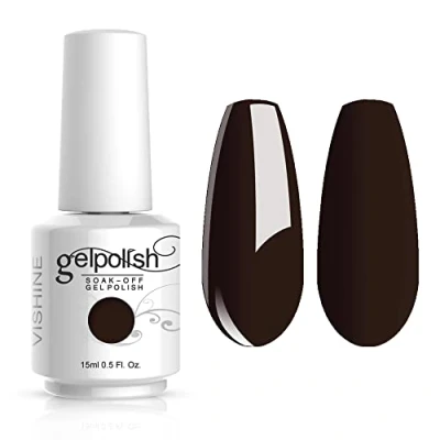 Image de Vishine Vernis à ongles Semi permanent Soak off UV LED Nail Art Manucure Base Top Coat Marron foncé (1540)