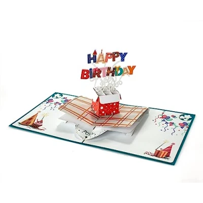Image de paperdora® Carte Pop Up 3D „Anniversaire“ avec Enveloppe et Cachet de Cire Vœux Cadeau Bon