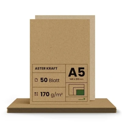 Image de Netuno 50x papier kraft 170g A5 148 x 210 mm Aster imprimable brun recyclé de bricolage vintage pour brochures flyers cartes menu scrapbooking DIY