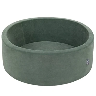 Image de KiddyMoon Piscine À Balles pour Bébé Velours Rond 90X30/Sansballes Fosses Boules Jouet Enfant, Vert Forêt