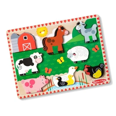 Image de Melissa &amp; Doug Puzzle À Grosses Pièces En Bois La Ferme, Cadeau pour enfants de 2 3 4 ans, Jouets d&#039;éveil et 1er âge, d&#039;activité développement, Jouet éducatif, classique