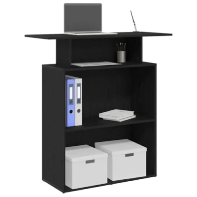 Image de vidaXL Bureau de réception Noir 100x40x104 cm Bois d&#039;ingénierie, comptoir réception, Salon, Bar