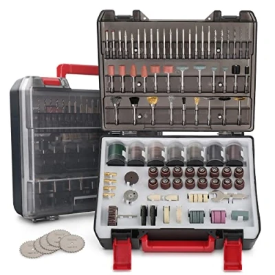 Image de Hi Spec Ensemble d’Accessoires Pour Outils rotatifs et Boîte à contenant 305 pièces avec pinces de serrage 1,5, 2,3 3,2 mm. les embouts Meulage, Ponçage, Gravure Dremel