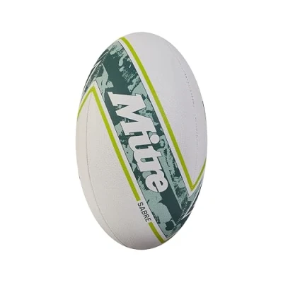 Image de Mitre Sabre Ballon de Rugby pour Mixte Adulte, Blanc/Vert Menthe/Citron Vert, 3