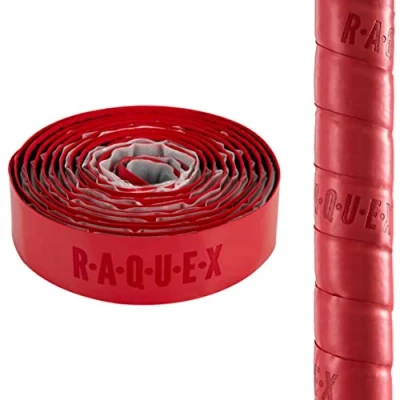 Image de Raquex Grip adhésif molletonné en PU pour Crosse de Hockey Ultra Collant, Doux et Absorbant. Dos Auto adhésif. Extra Long (Rouge)