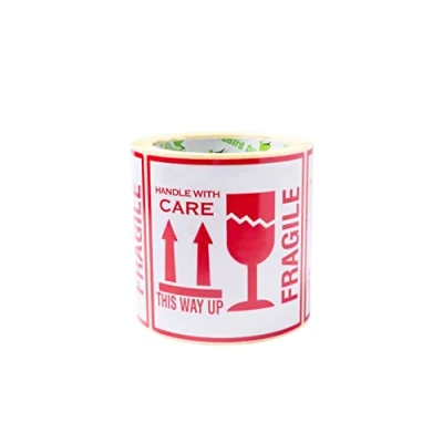 Image de OliveBird 100 Autocollants Fragile Avec Inscription En Anglais &quot;This Way Up Handle With Care&quot; Autocollants, Grande Taille 10 X CM