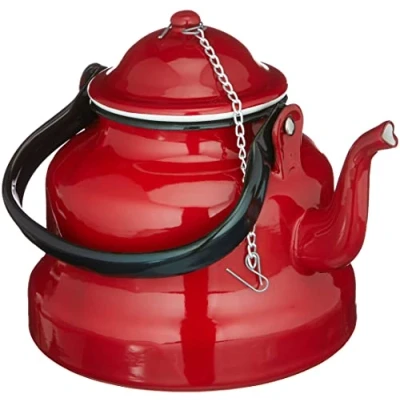 Image de Ibili 910410 Bouilloire en acier émaillé vitifiée Rouge 1 l