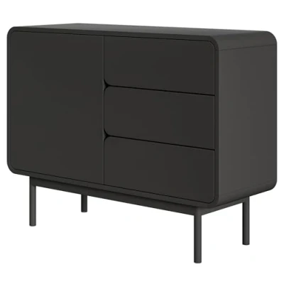 Image de Commode ORO 104 cm avec trois tiroirs noir