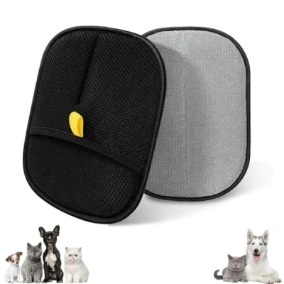 Image de Lot de 2 Gant Poils Animaux Double Face, Toilettage Chien Chat Réutilisable, pour Enlever Les Chat, Gants Anti Animaux, Ramasse Lavable