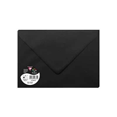 Image de Clairefontaine 26832C Sachet de 5 Enveloppes Gommées Format C5 (16,2x22,9cm) 120g/m² Coloris Noir Invitation Evènements et Correspondance Gamme Pollen Papier Premium Lisse