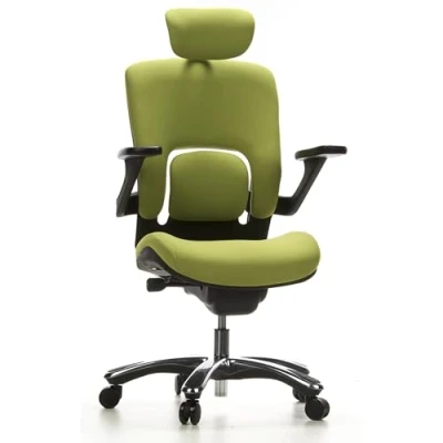 Image de hjh OFFICE 652070 Chaise de Bureau Haut Gamme, Fauteuil Direction Vapor LUX Vert pour l&#039;usage intensif avec accoudoirs, Dossier inclinable et Appui tête, Soutien Lombaire, Tissu Anti abrasif