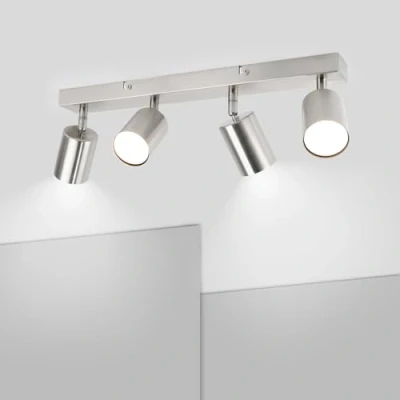 Image de Ketom Plafonnier LED 4 Spots Orientables de Plafond Nickel Matte Luminaire GU10 Moderne Spot Sans Ampoule