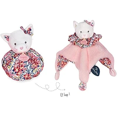 Image de Doudou et Compagnie Boule Chat 3 en 1 : + Cocon Jouet d&#039;éveil Douceur Transformable Rose 25 cm Collection Les Petits Futés Garantie Perdu DC3933