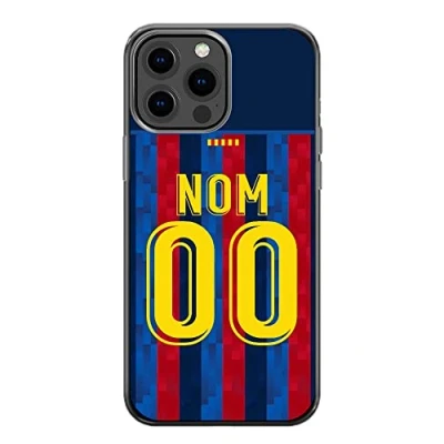 Image de CS Coque Football Barcelone pour iPhone 13 Pro Max Maillot Domicile du Barça Saison 2022 2023 à Personnaliser avec Nom et Numéro