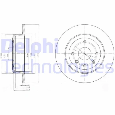 Image de DELPHI BG4244 Disque de frein 276 12 4 plein huilé non traité sans roulement roue, bague ABS CHEVROLET: Epica Berline