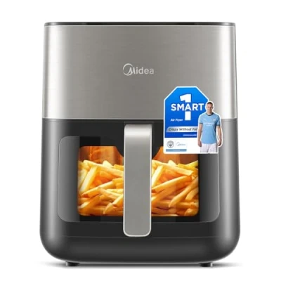 Image de Midea Friteuse à Air 6L avec 2000W Double Système de Chauffage et Affichage LED, Fry, Griller, Rôtir, Contrôle Appli