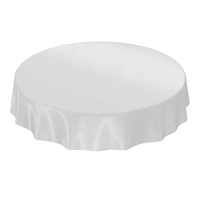 Image de Anro Nappe en Toile cirée lavable, uni, brillant, cirée, gris clair, Schnittkante Rund 120cm