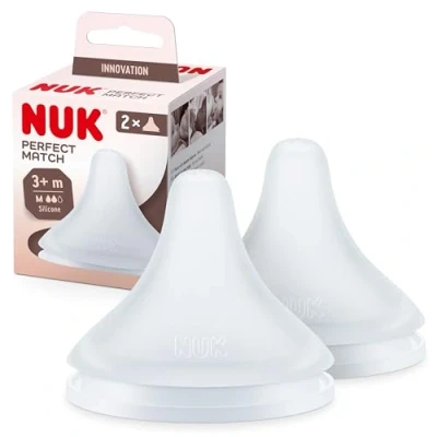 Image de Tétines pour biberons NUK Perfect Match, 3+ mois, S’adapte au palais de bébé, Évent anti coliques, Sans BPA, TÉTINE M en silicone biberons, 2 pièces