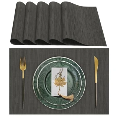 Image de Lumaca Lot de 6 Sets Table Lavables,Set Table(70% PVC, 30% Polyester), Résistants à la Chaleur, Antidérapants, pour Cuisine et Restaurants,Gris foncé