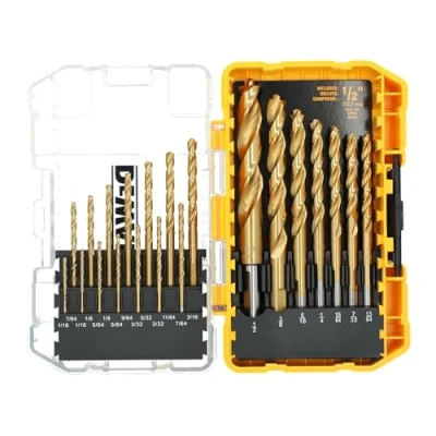 Image de DEWALT DW1361 Lot de 21 forets avec revêtement en nitrure titane Jaune