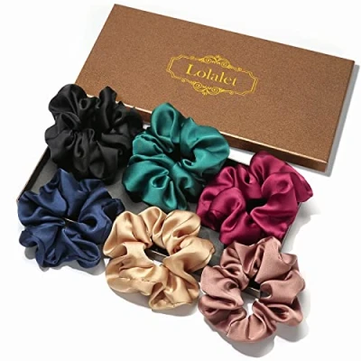 Image de Lolalet 6 Chouchous Cheveux en Satin, Chouchou Scrunchie avec Couleur Différente, Ties Cordes Élastiques pour Filles Femmes de Tous Âges
